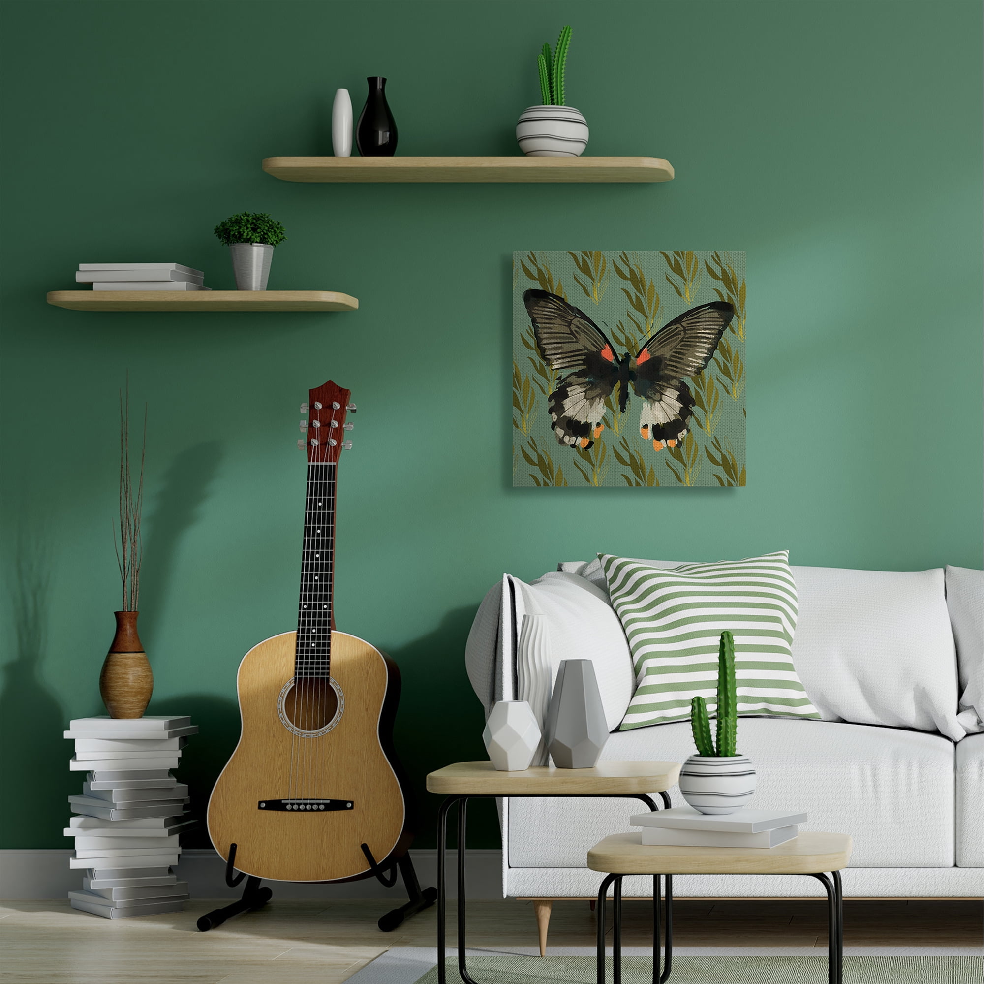 Stupell Home Décor Butterfly on Gold Pattern Abstract Design Canvas Wall Art by Karen Dreyfus