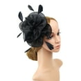 thumbnail image 1 of Chapeau pour Femmes Mariage Fleur Cocktail Maille Plumes Pince à Cheveux Serre-Tête Thé, 1 of 4