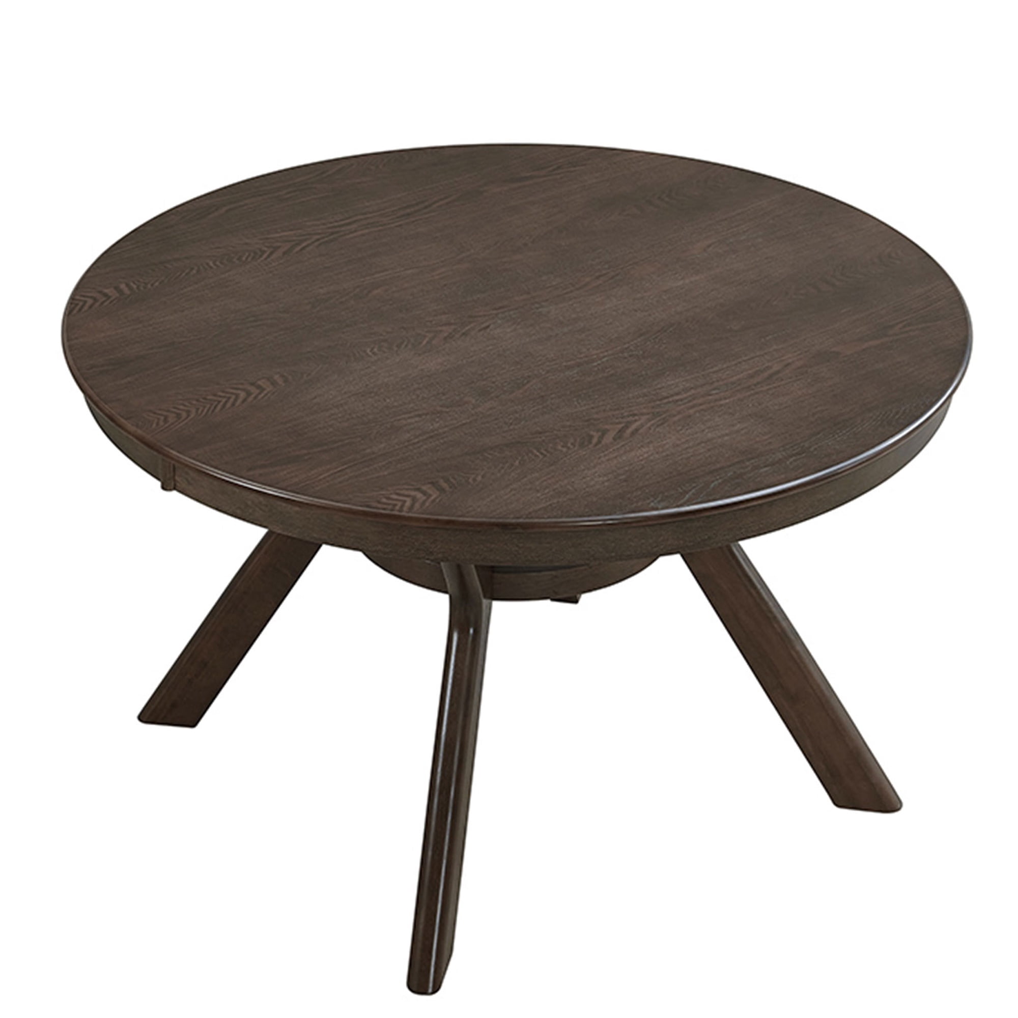 PORKISS 47" Round Dining Table for 4 People, Coffee Table, Modern Farmhouse Wooden Kitchen Table with Storage Shelf, Living Room, Dark Brown (Chairs Not Included)