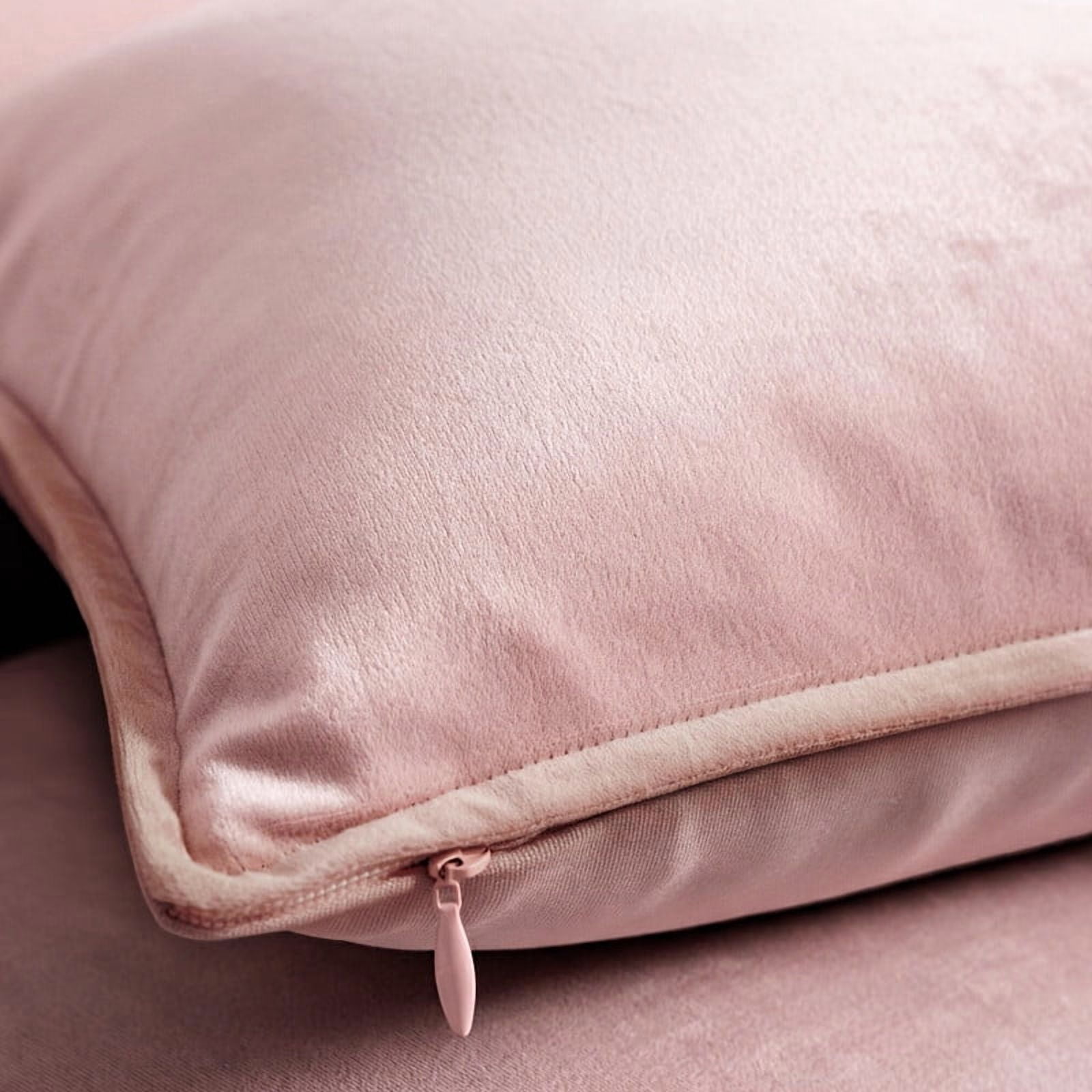 A1HC Set of 2 Luxurious Soft Velvet Throw Pillow Covers Only, 22"x22", Pink, Decorative Cushion Covers with Hidden YKK Zipper for Sofa or Bed