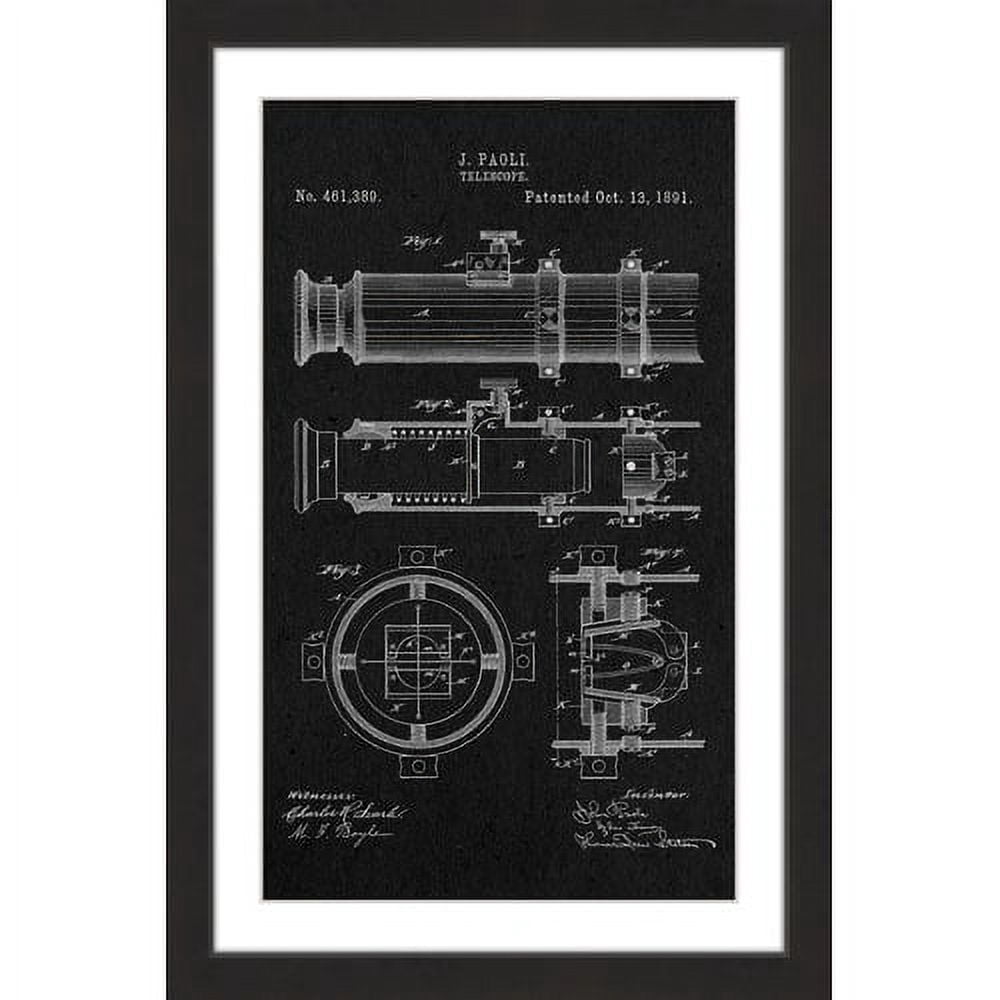 "Telescope 1891 Black Paper" Framed Painting Print