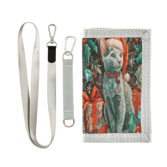 Cloth Purse Boys' Novelty Wallets Girls' Novelty Wallets Men's Wallets Women's Wallets Card Wallet Cash Wallet Student ID Bag Coin Wallet Warm Christmas Blue Cat