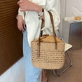 thumbnail image 3 of Kukuzhu Straw Beach Bag, Summer Straw Woven Tote Bag Beach Purse Weaving Shoulder Handbags for Vacation, 3 of 7