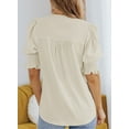 thumbnail image 6 of SHEWIN Blouses for Women Dressy Casual Summer Puff Ruffle Short Sleeve Shirt Tops Apricot, 6 of 7