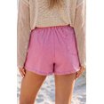 thumbnail image 2 of Women's Pink Stripe Denim Shorts – High Waist Elastic Drawstring Casual Summer Style, XL, 2 of 5