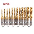 thumbnail image 2 of 12pcs HSS Plated Hex Shank Metric Tap Drill Set for Wood, Plastic, and Aluminum, 2 of 5