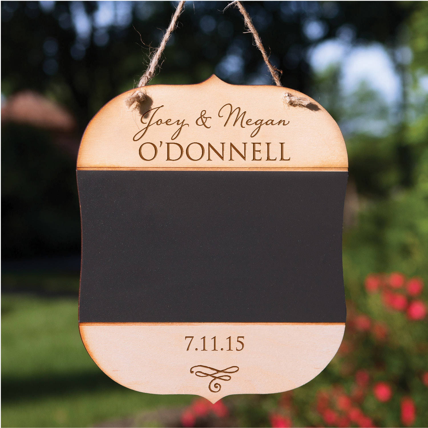 Personalized Wood Wedding Plaque with Jute Twine