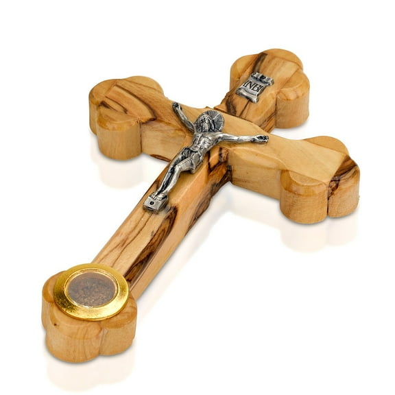 14 Stations Wall Wood Cross Crucifix with Jerusalem Soil 5.5"