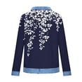 thumbnail image 4 of Long Sleeve Crewneck Pullover for Women Faux Denim Collar Leaf Print Sweatshirt Loose Fit Casual Graphic Top Soft Breathable Daily Wear Clothes, 4 of 5