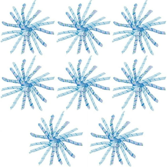 1 set 8pcs Cloth Curly Ribbon Bows Gift Wrap Bows with Adhesive Back Pale Turquoise 10x10cm