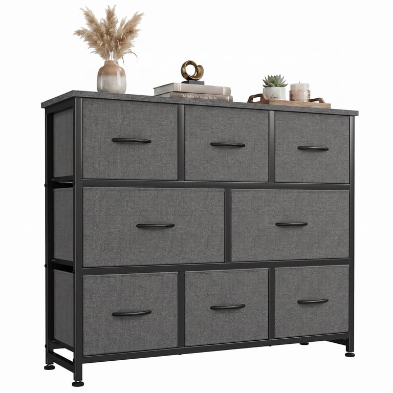 edx 8-Drawer Fabric Dresser, Gray, Retro Design photo 1