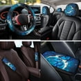 thumbnail image 7 of Pzuqiu 14 Pcs Front Rear Car Seat Cover Steering Wheel Seat Belt Headrest Coasters Center Console Pad Keychain Automotive Seat Cover Accessories Decor Gift for Women Blue Butterfly Moon, 7 of 7