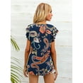 thumbnail image 2 of CALIPESSA Womens Summer Floral Print Short Sleeve Tunic Tops Loose Fit Casual Round Neck T-Shirt, 2 of 5