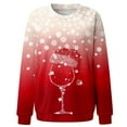 thumbnail image 4 of Women Red Wine Glass Christmas Sweatshirt Funny Christmas Long Sleeve Crew Neck Pullover Xmas Santa Hat Graphic Shirts, 4 of 4