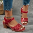 thumbnail image 4 of Sandals for Women, Fish Mouth Design with Hook-and-Loop Ankle Strap, Thick Block Heel, Faux Leather Upper, Cushioned Insole, Breathable Open-Toe, 4 of 9