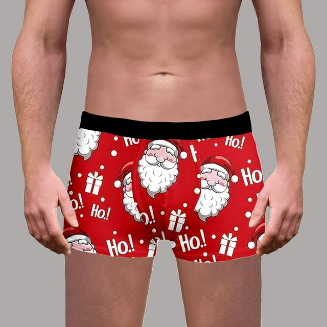Life Mens Underwear under Briefs for Men Soft Long Underwear for Men Boy Outdoor Mens Men Stretch Underwear Men's Christmas Print Breathable Underwear S