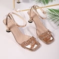 thumbnail image 5 of Walking Casual Orthotic Sandals Women's Fashionable Casual Spring And Summer Versatile Plus Size Solid Color Rhinestones Open Toe High Heels Sandals Gold 39, 5 of 9