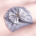 thumbnail image 3 of Baby Newborn Cotton Turban Hat Bowknot Rhinestone Head Wrap Infant Toddler Kids Girl Beanie Cap, 3 of 6