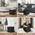 thumbnail image 4 of VECELO 15" Foldable Tufted Linen Storage Ottoman, Square Cube Foot Rest Stool/Seat Toy Chest, Black, 4 of 7