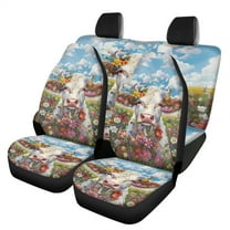 Jeiento Cow Car Seat Covers Set of 4 Floral Front Rear Seat Cover Split Bench Seat Covers Protector Interior Auto Accessory Universal Fit for Most Vehicles