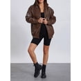 thumbnail image 6 of Cenuakty Women Leather Motorcycle Jacket Casual Solid Color Long Sleeve Zipper Cardigan for Fall Clothes Outwear Streetwear, 6 of 9