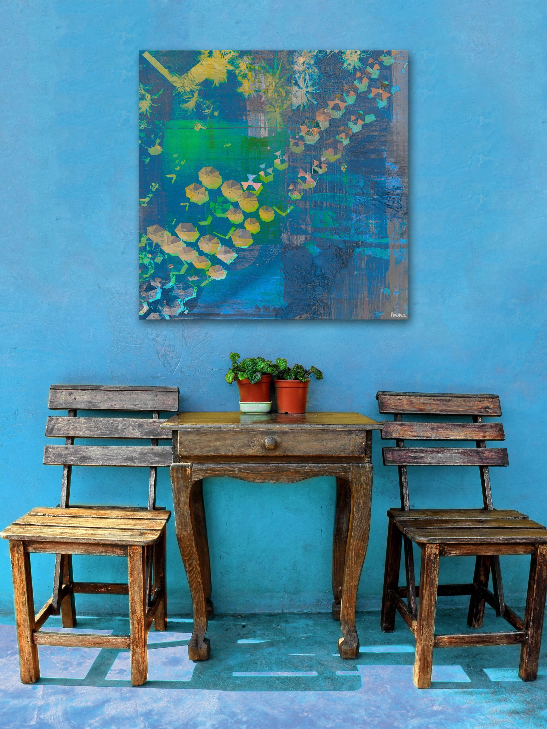 "Superimposed" Painting Print on Wrapped Canvas