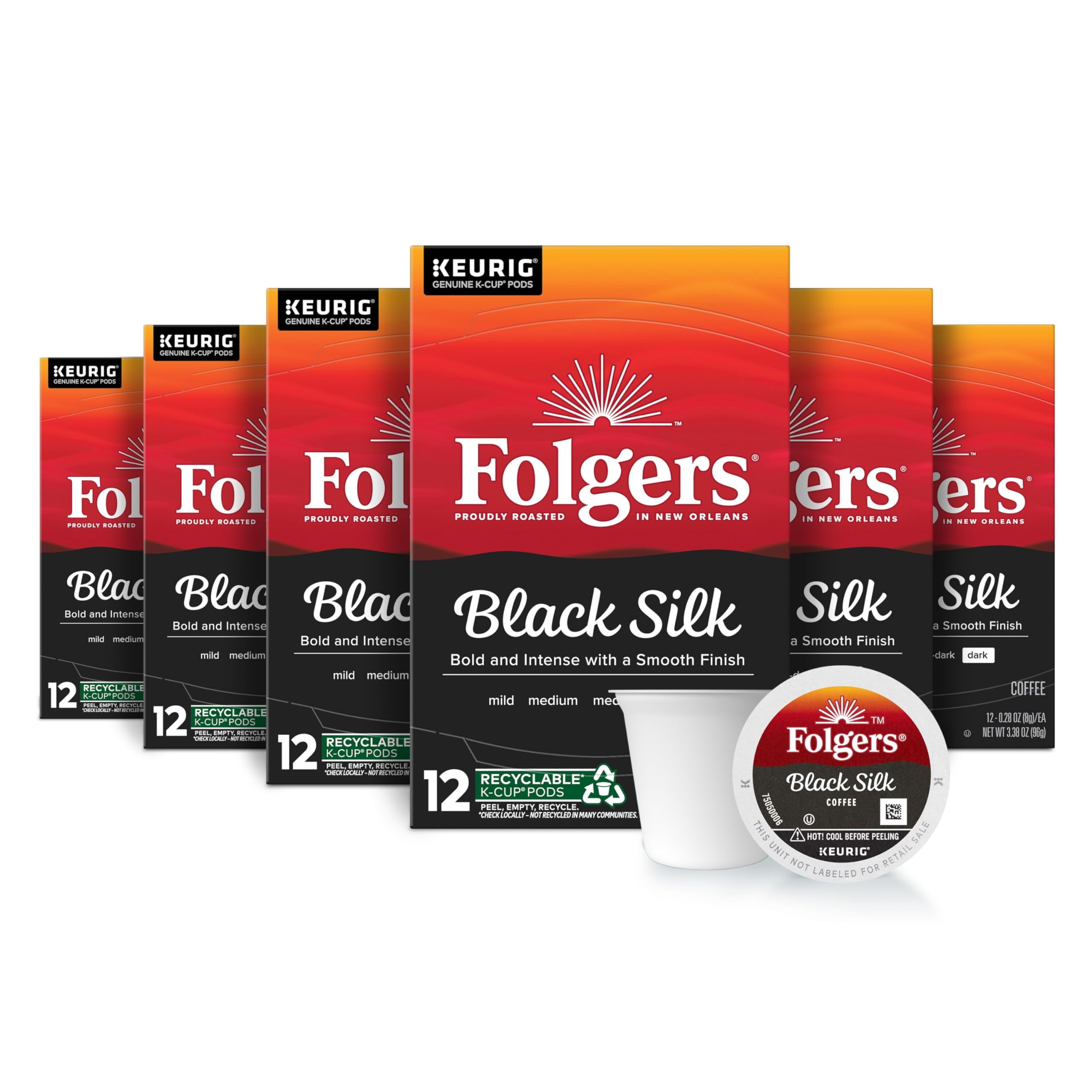 Folgers Dark Roast K-Cup Coffee Pods, Black Silk, Bold and Smooth