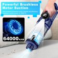 thumbnail image 2 of MONOZEL Aspiradora portátil inalámbrica para coche, aspiradora de mano inalámbrica con motor sin escobillas, 15000 Pa fuerte succión con luz LED, cable tipo C, 2 Fliters, aspiradora de mano para el, 2 of 5