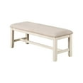 thumbnail image 3 of Benjara Sam 50 Inch Dining Bench, Farmhouse Style, Beige Upholstery, White Wood, 3 of 5