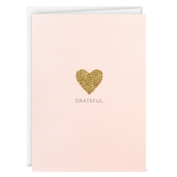 Hallmark Blank Thank-You Notes, Grateful Gold Heart on Pink, 12 ct.