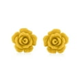 thumbnail image 2 of Bling Jewelry Womens Romantic Delicate Floral 3D carved Yellow Rose Flower Stud Earrings Rhodium Plated, 2 of 6