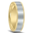 thumbnail image 2 of SZUL Men's 6mm Two Tone 10K White and Yellow Gold Wedding Band with Carved Center Design, 2 of 4