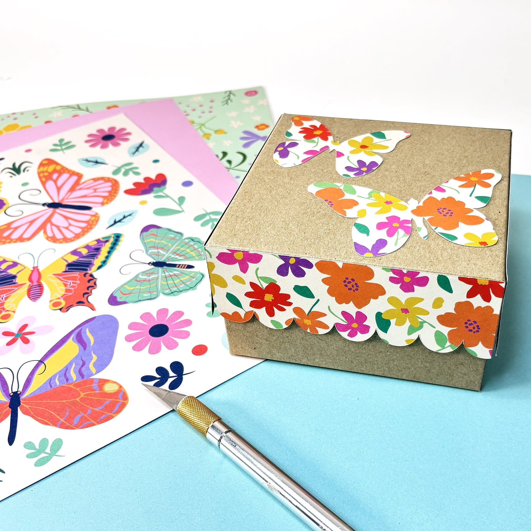 Hello Hobby Butterfly 12x12 Paper and Cardstock Combo Pad for Scrapbooking and Crafting