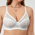 thumbnail image 4 of HOMBOM Wireless Bras for Women Plus Size Bralette Basic Minimizer Brassiere Breathable Lace White Spaghetti Straps Bras 50E, 4 of 7