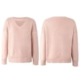 thumbnail image 7 of IROINNID Reduced Womens Sweater Keyhole Neck Pullover Sweater Solid Color Casual Mid-Length Long Sleeve Knit Sweater Coat, 7 of 7