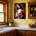 thumbnail image 2 of Religious Wall Art Canvas Print Jesus with Lamb Portrait Christian Wall Decor Home Decor, 2 of 8