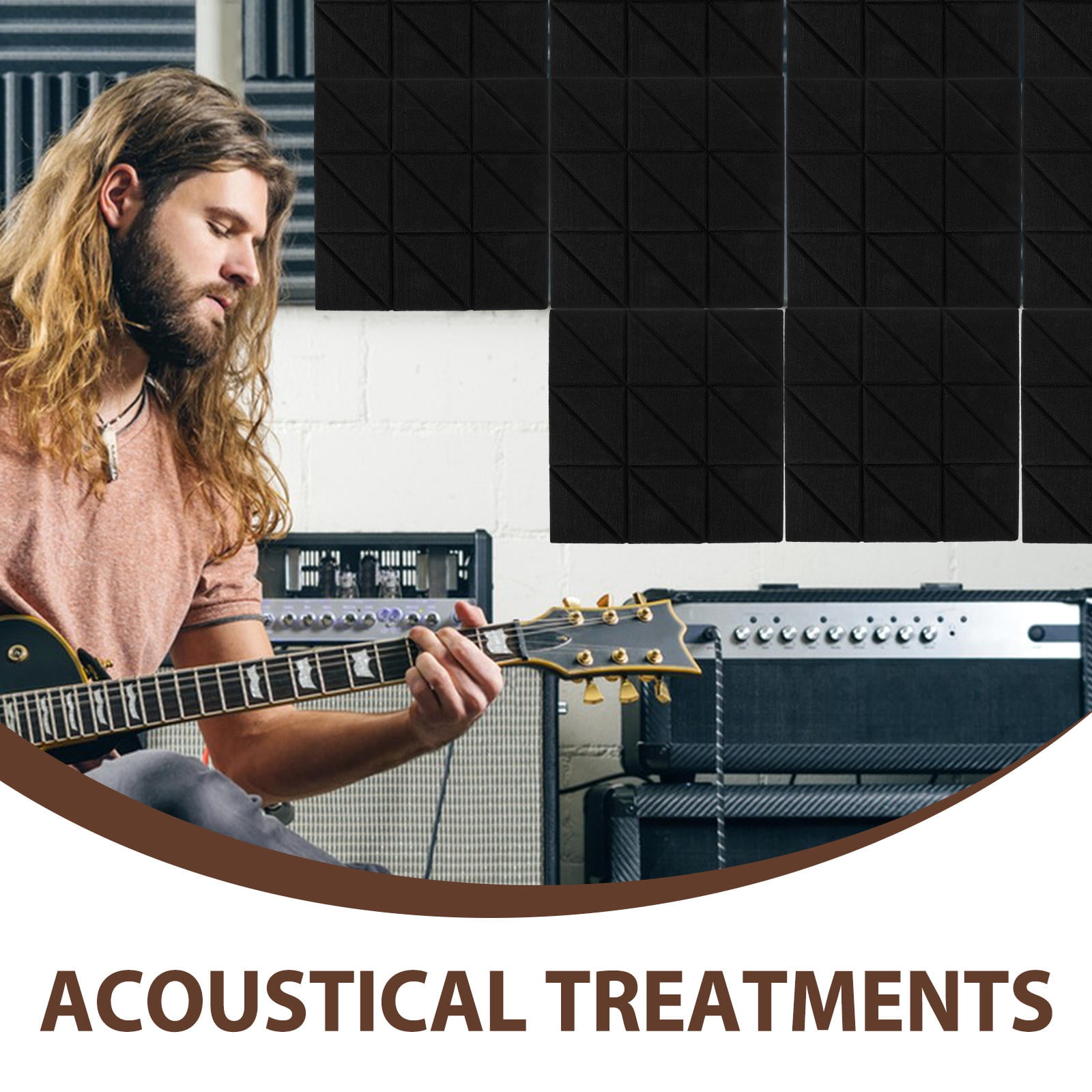 PBPBOX 4Pcs Black Acoustic Sound Proof Panels for Home Studio High Density Fire Resistant Sound Dampening Foam