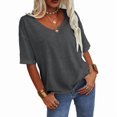 thumbnail image 2 of Women V Neck T-Shirt Casual Short Sleeve Basic T Shirts Workout Soft Fashion Trendy Plain Summer Cute Beach Vacation Clothes Tees, 2 of 2