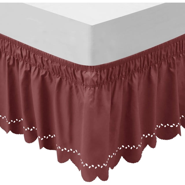Jinsinto Bed Skirt Wrap Around - Easy Fit with 16 Inch Drop (Burgundy, Full-16'' Drop)