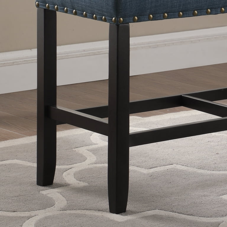 Roundhill Furniture Biony Counter Dining Bench, Blue photo 5