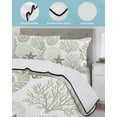 thumbnail image 4 of Quilts Twin-XL Size Bedding Set, Coastal Sage Green Lightweight Quilted Comforter, Ocean Coral Starfish Shell Modern Soft Reversible Bedspread Coverlet with Pillow Covers for All Season, 68" x 98", 4 of 7