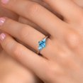 thumbnail image 4 of Gem Stone King 925 Silver and 10K Yellow Gold Swiss Blue Topaz Engagement Ring for Women | 1.40 Cttw | Oval Checkerboard 7X5MM | Gemstone November Birthstone | Size 7, 4 of 6