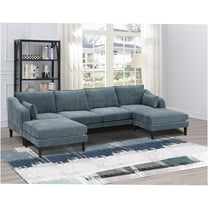 JERFIT Modern 6-Piece Modular Sectional Sofa Set with Ottoman, U-Shaped Fabric Couch for Living Room, Grayish