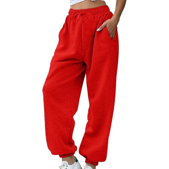 Essentials Womens Clothing Women's Sweatpants Petite Length Pockets Pants Casual Workout Athletic Joggers Drawstring Waist Sweat - Hontri