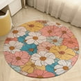 thumbnail image 4 of Floral Colorful Flower Soft Bedroom Round Area Rug, Washable Cute Nursery Circle Throw Mat, Non-Slip Contemporary Small Low Pile Floor Carpet for Dorm Bedside, 4 of 6