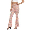 thumbnail image 4 of HDE Women's Crossover Flare Pants Ribbed High Waist Bell Bottom Flower Bloom M, 4 of 6