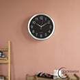 thumbnail image 6 of Clockswise 14-in Round Quartz Wall Clock Non-Ticking Battery Operated with Silent Sweep Movement, Aluminum Silver Frame, Perfect for Home Kitchen Office Living Room Study Hallway Classroom, Black Face, 6 of 8
