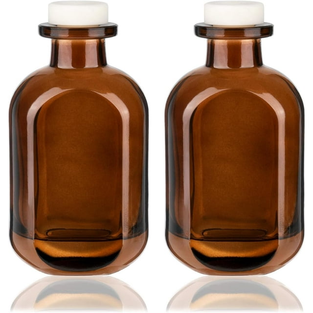 Wowang 2 Pack 5oz/150ml Glass Reed Diffuser Bottles - Refillable Aromatherapy Storage Containers (Brown)