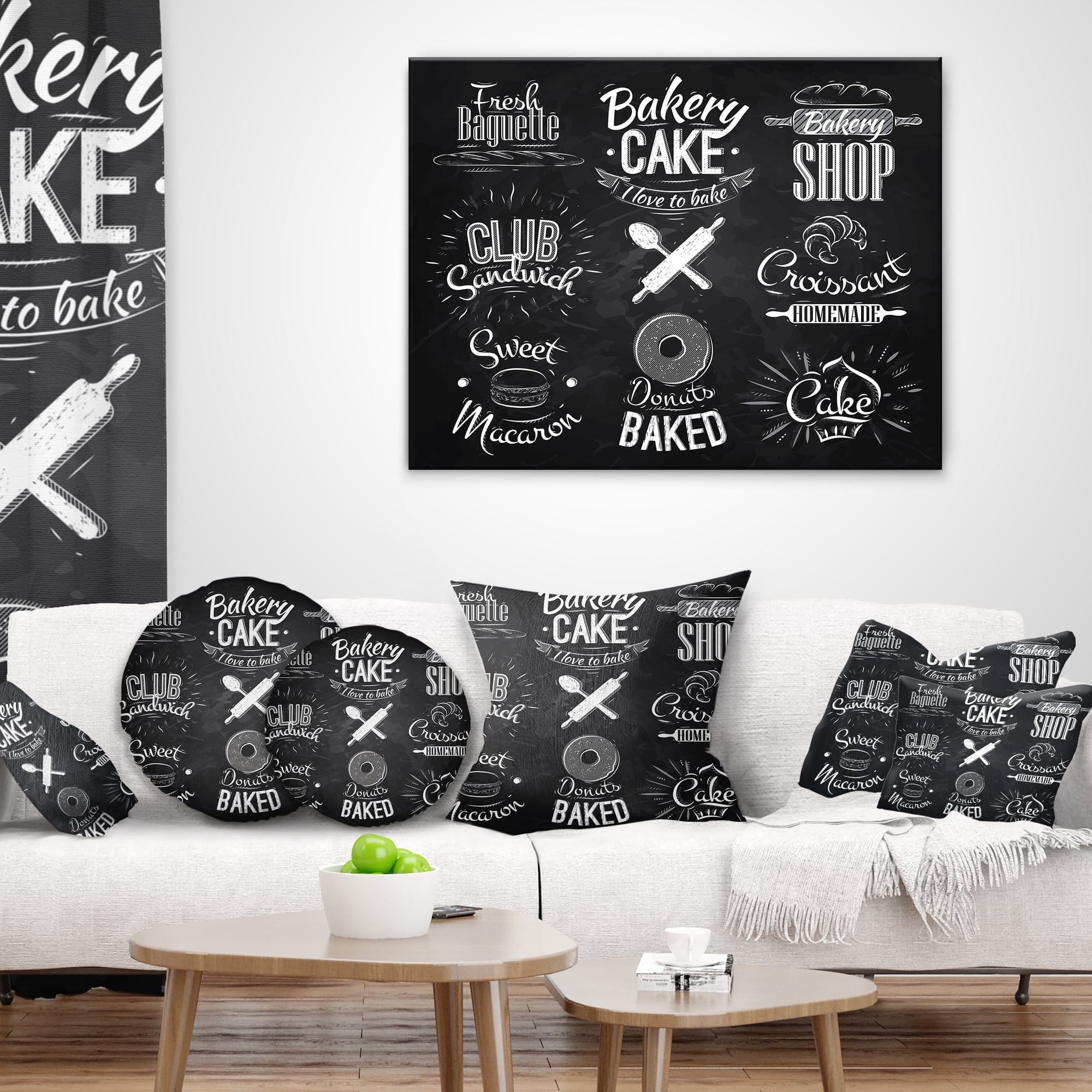 Designart Bakery Characters - Abstract Throw Pillow - 16x16