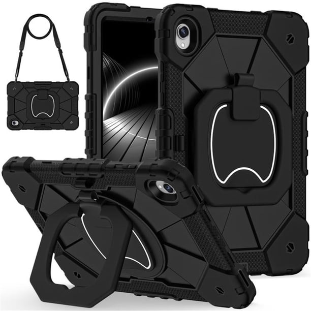 Funda Resistente a Golpes para Samsung Galaxy Tab S11, Funda Protectora de Silicona + Capa de PC con Rotación de 360°, Asa Cuadrada y Correa para el Hombro, Negro, para Galaxy Tab S11